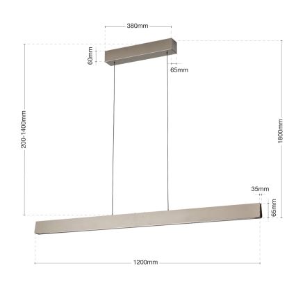 LED Димируем пендел TARA LED/44W/230V 2700/3800/4500/5700K матов хром
