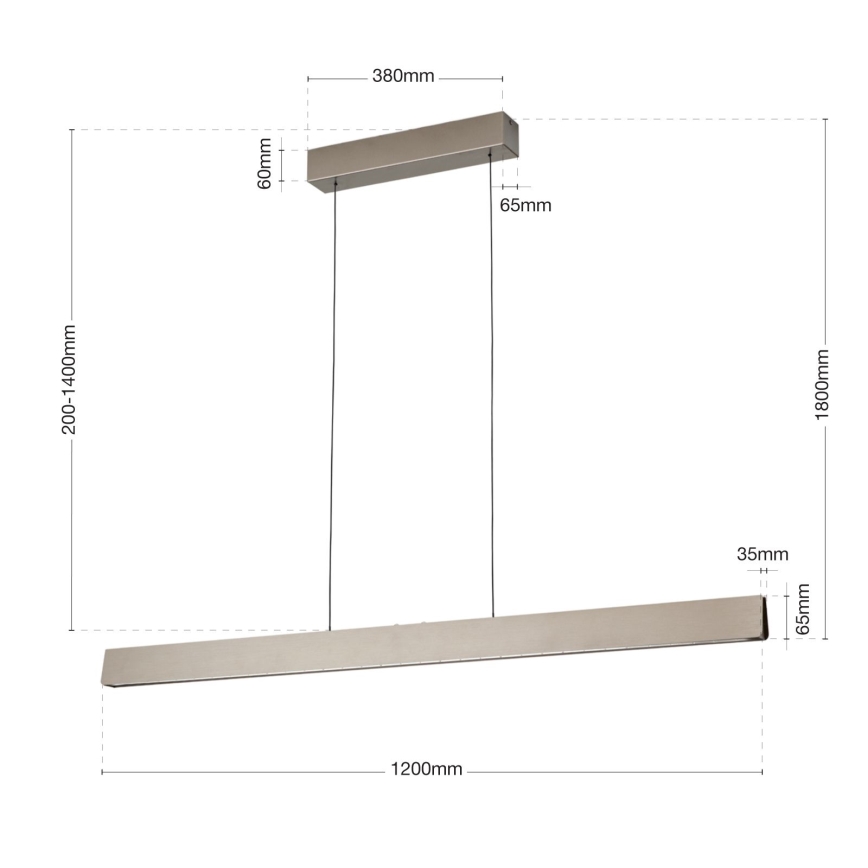 LED Димируем пендел TARA LED/44W/230V 2700/3800/4500/5700K матов хром