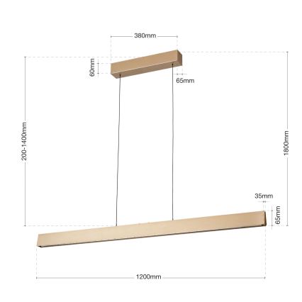 LED Димируем пендел TARA LED/44W/230V 2700/3800/4500/5700K златист