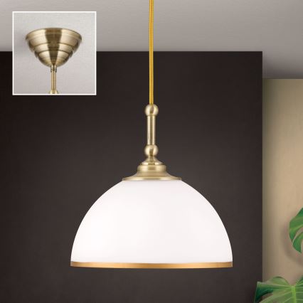 Пендел OLD LAMP 1xE27/40W/230V бял/месинг