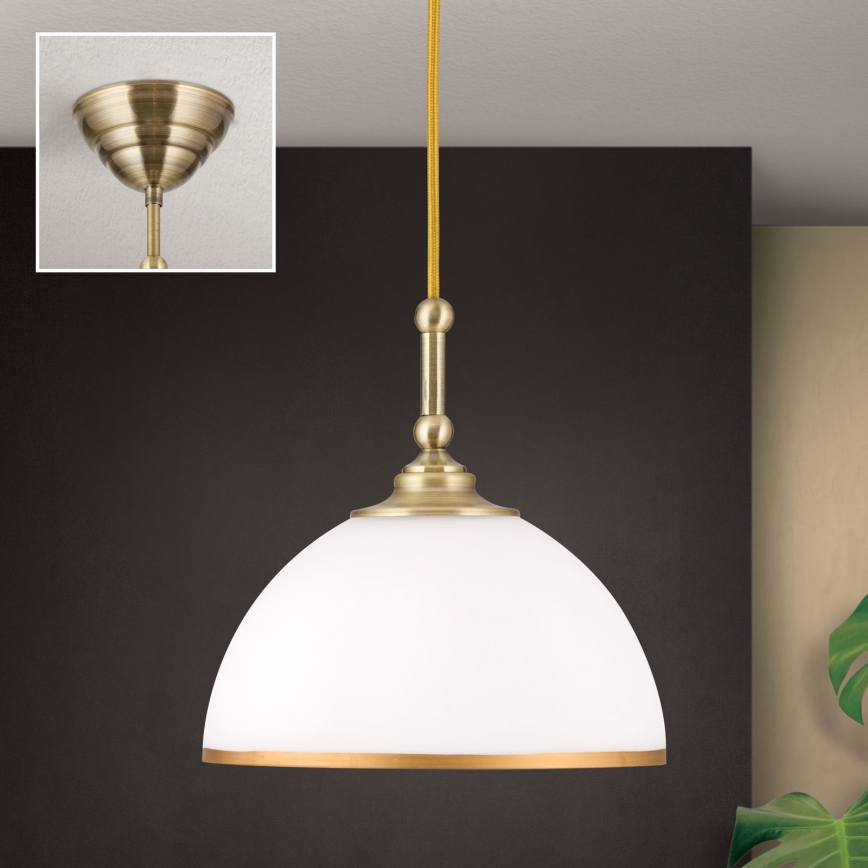 Пендел OLD LAMP 1xE27/40W/230V бял/месинг