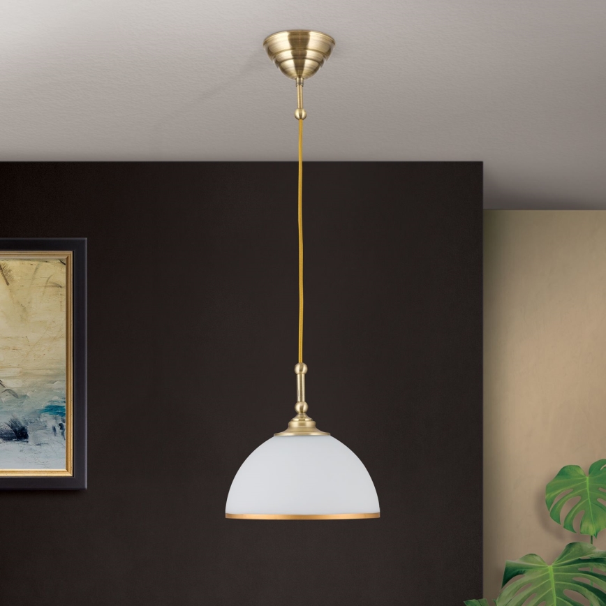 Пендел OLD LAMP 1xE27/40W/230V бял/месинг
