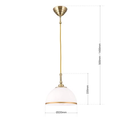 Пендел OLD LAMP 1xE27/40W/230V бял/месинг