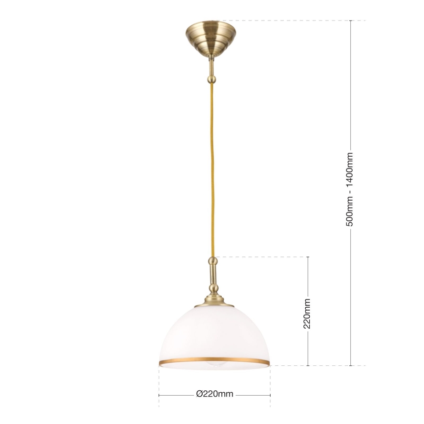 Пендел OLD LAMP 1xE27/40W/230V бял/месинг