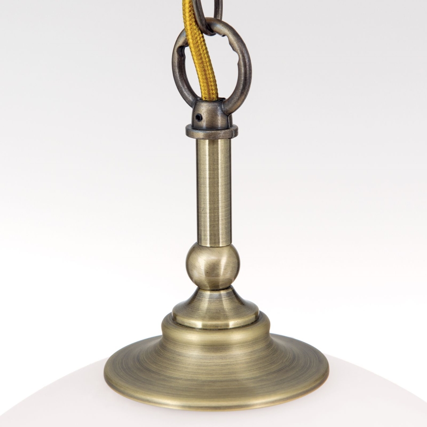 Пендел OLD LAMP 1xE27/40W/230V Ø 30 cm бял/месинг