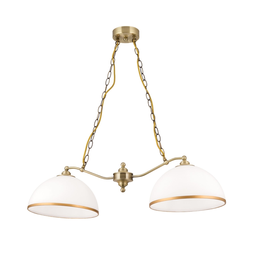 Пендел OLD LAMP 2xE27/40W/230V бял/месинг