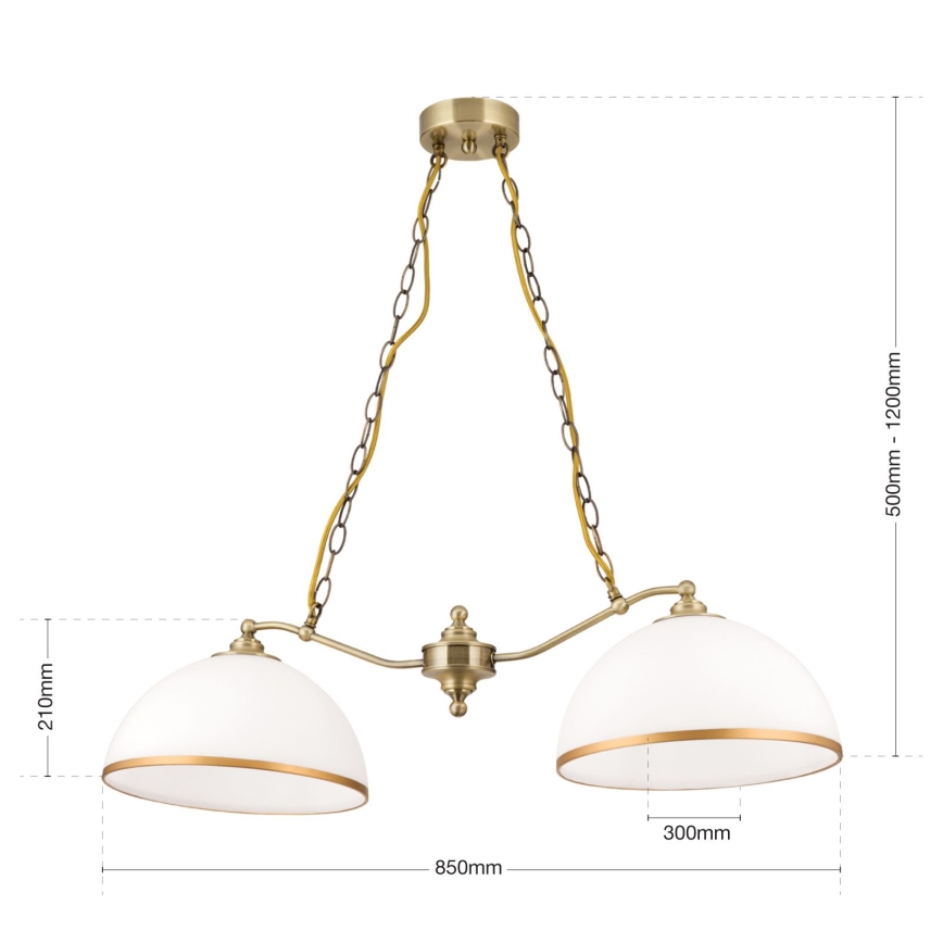 Пендел OLD LAMP 2xE27/40W/230V бял/месинг
