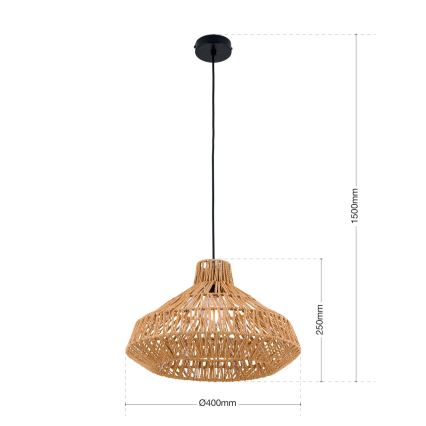 Пендел BASKET 1xE27/40W/230V Ø 40 см коноп