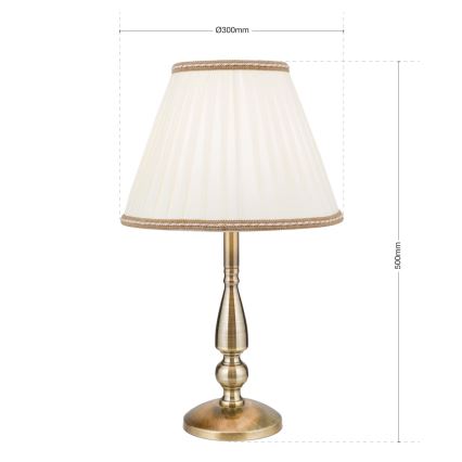 Настолна лампа TONIA 1xE27/60W/230V Ø 30 см бял/бронзов