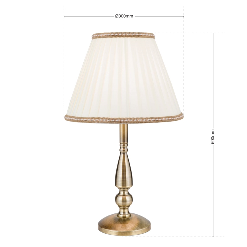 Настолна лампа TONIA 1xE27/60W/230V Ø 30 см бял/бронзов