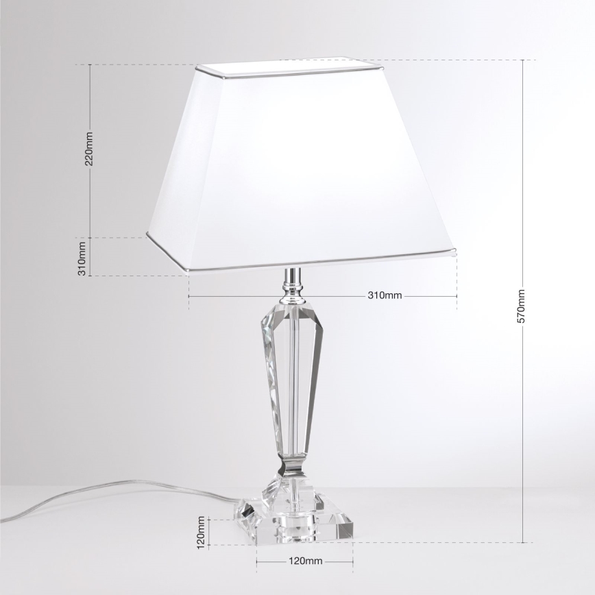 Кристална настолна лампа VERONIQUE 1xE27/60W/230V бял/прозрачен