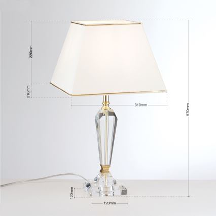 Кристална настолна лампа VERONIQUE 1xE27/60W/230V кремав/прозрачен