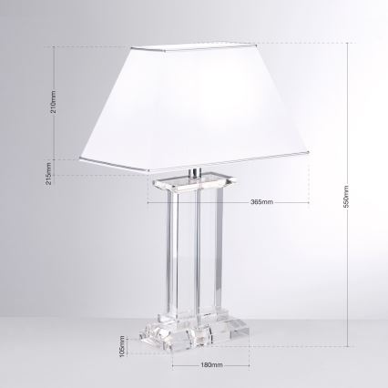 Кристална настолна лампа VERONIQUE 1xE27/60W/230V бял/прозрачен