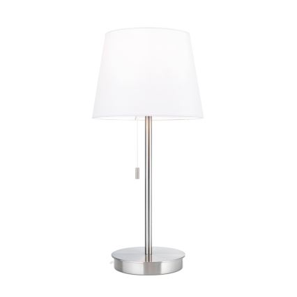 Настолна лампа с USB порт LUDWIG 1xE27/40W/230V 50 cm бял/матов хром