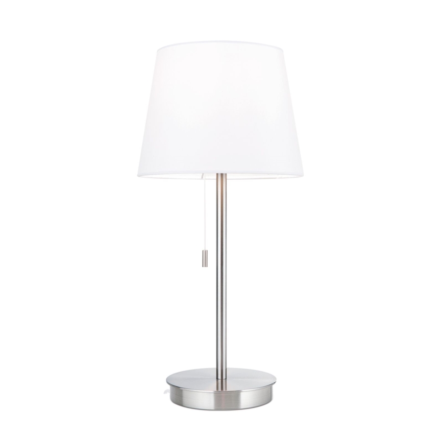 Настолна лампа с USB порт LUDWIG 1xE27/40W/230V 50 cm бял/матов хром
