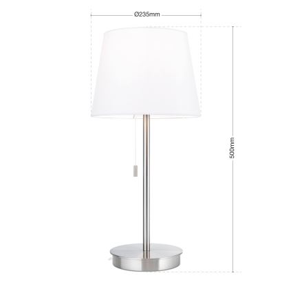 Настолна лампа с USB порт LUDWIG 1xE27/40W/230V 50 cm бял/матов хром