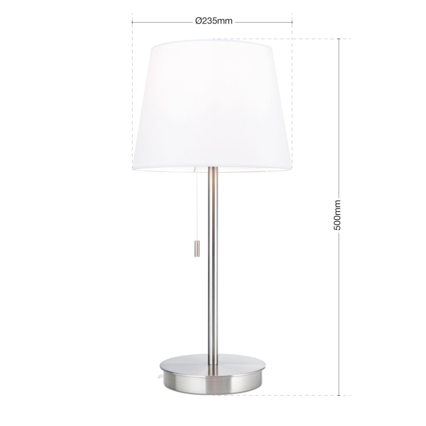 Настолна лампа с USB порт LUDWIG 1xE27/40W/230V 50 cm бял/матов хром