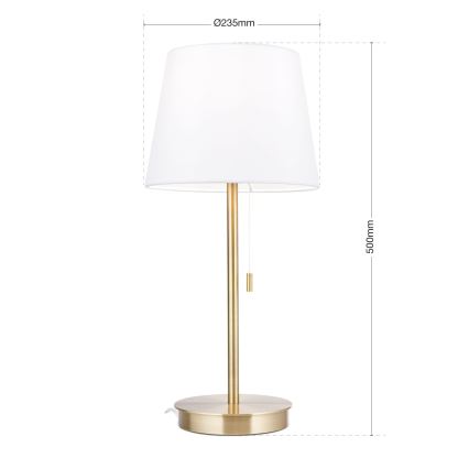 Настолна лампа с USB порт LUDWIG 1xE27/40W/230V 50 см бял/златист