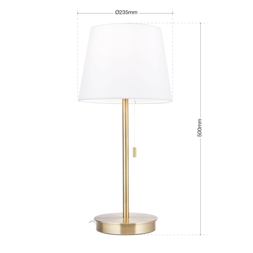 Настолна лампа с USB порт LUDWIG 1xE27/40W/230V 50 см бял/златист