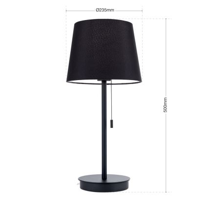 Настолна лампа с USB порт LUDWIG 1xE27/40W/230V 50 см черен