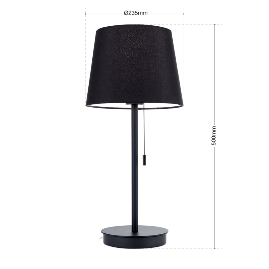 Настолна лампа с USB порт LUDWIG 1xE27/40W/230V 50 см черен