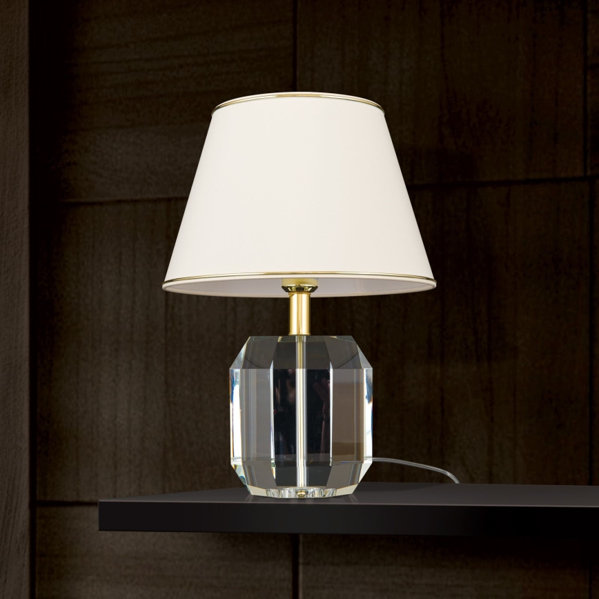 Настолна лампа ALEXIS 1xE27/60W/230V кремав/златист/прозрачен