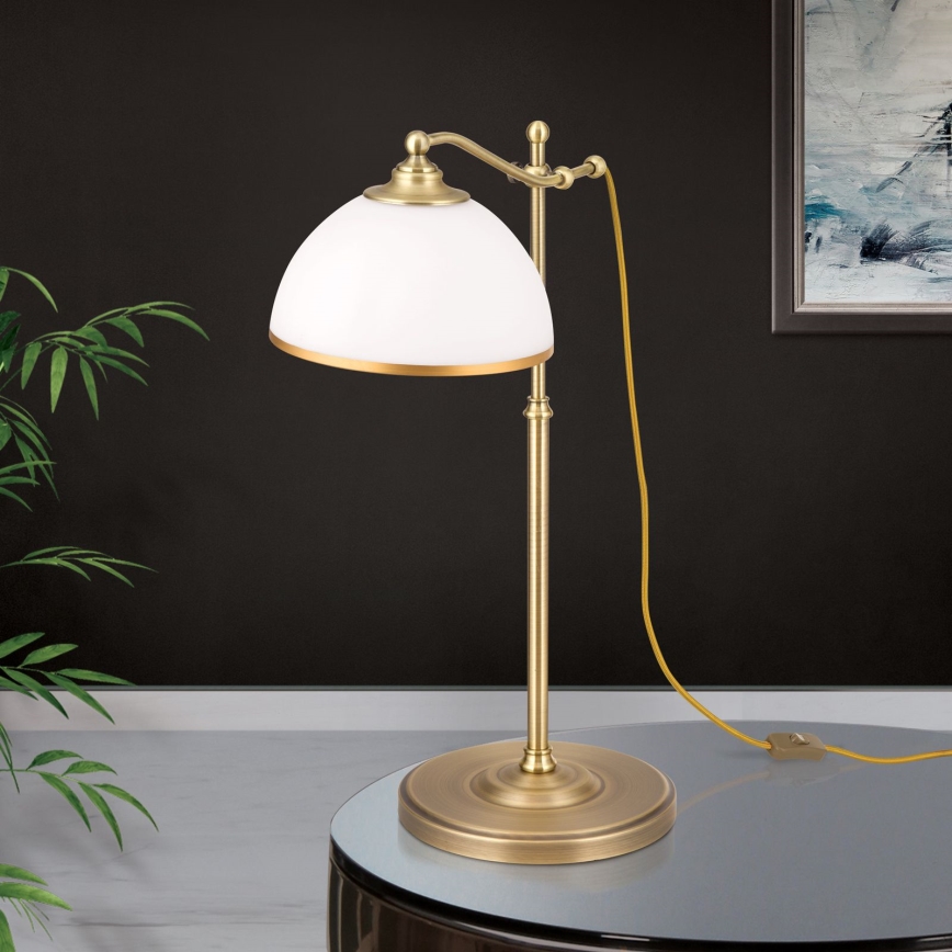 Настолна лампа OLD LAMP 1xE27/40W/230V 65 cm бял/месинг