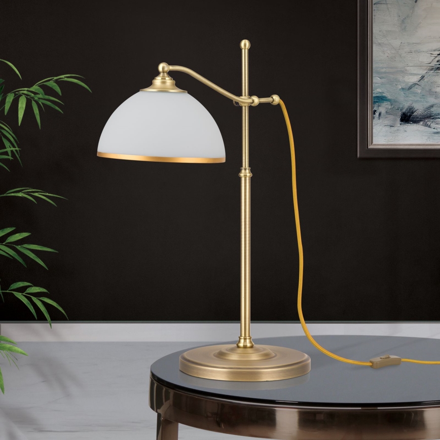 Настолна лампа OLD LAMP 1xE27/40W/230V 65 cm бял/месинг