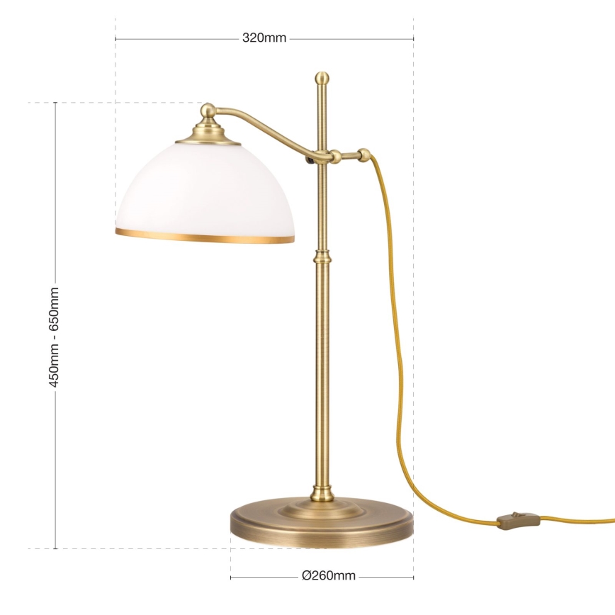 Настолна лампа OLD LAMP 1xE27/40W/230V 65 cm бял/месинг