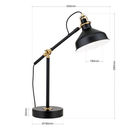 Настолна лампа SCHILLER 1xE27/40W/230V черен/бронзов