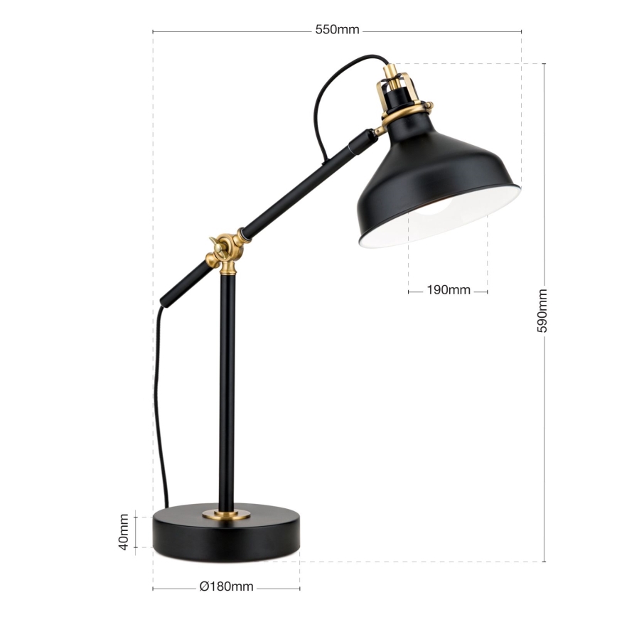 Настолна лампа SCHILLER 1xE27/40W/230V черен/бронзов