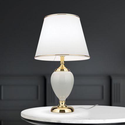 Настолна лампа OVUM 1xE27/40W/230V 48 cm керамика бял/златист