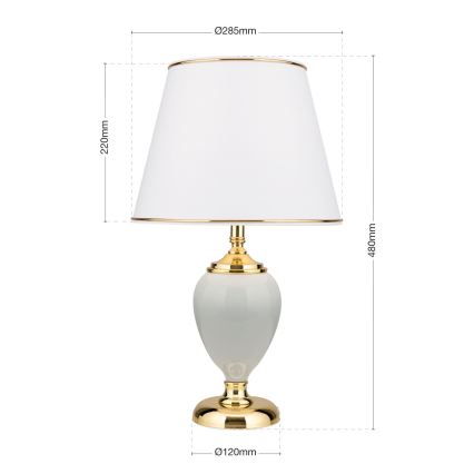 Настолна лампа OVUM 1xE27/40W/230V 48 cm керамика бял/златист