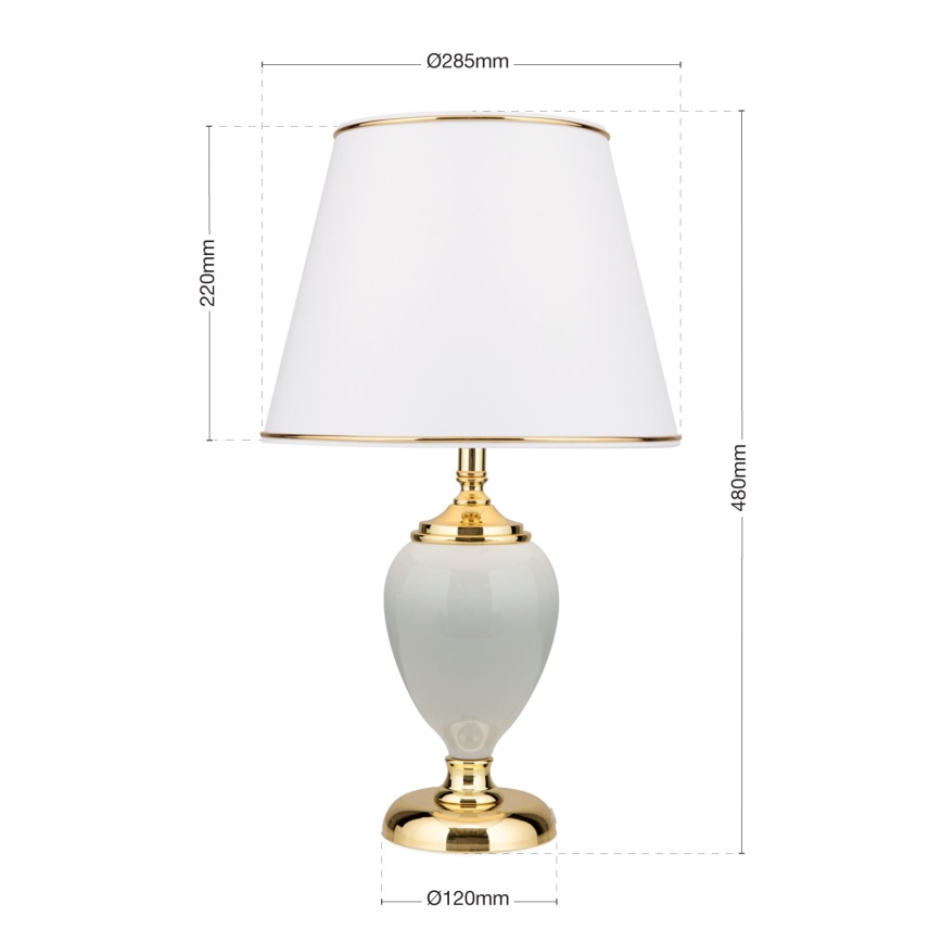 Настолна лампа OVUM 1xE27/40W/230V 48 cm керамика бял/златист