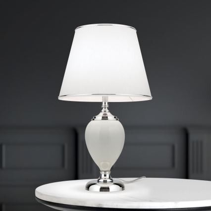 Настолна лампа OVUM 1xE27/40W/230V 48 см керамика бял/лъскав хром