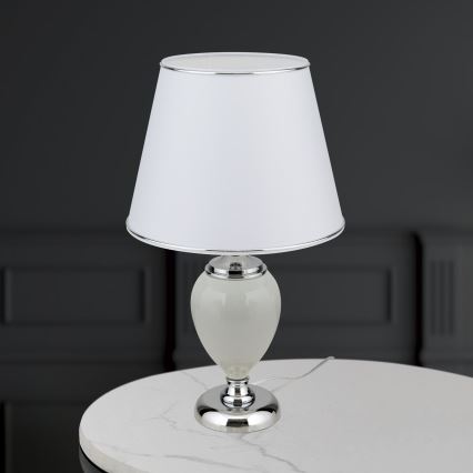 Настолна лампа OVUM 1xE27/40W/230V 48 см керамика бял/лъскав хром