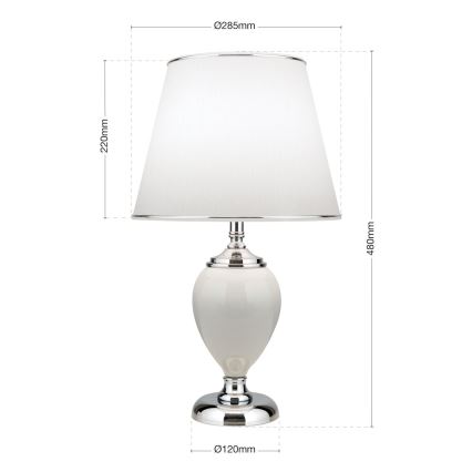 Настолна лампа OVUM 1xE27/40W/230V 48 см керамика бял/лъскав хром