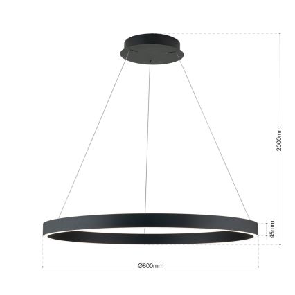 LED димируем полилей на кабел KOLK LED/80W/230V 2700/3000/4000K Ø 80 см черен