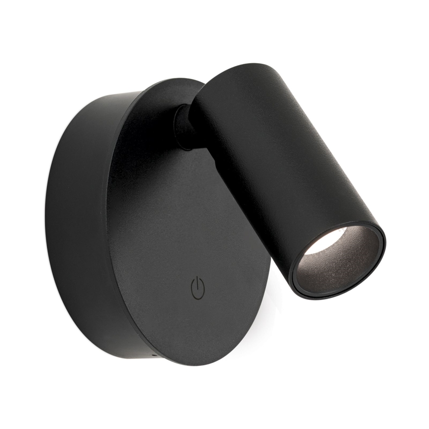 LED димируема презареждаема сензорна стенна точкова лампа LUXY LED/1W/5V 2200 mAh 2700/3000/4000K черна