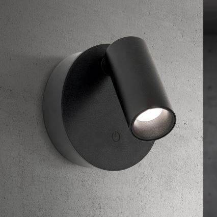 LED димируема презареждаема сензорна стенна точкова лампа LUXY LED/1W/5V 2200 mAh 2700/3000/4000K черна