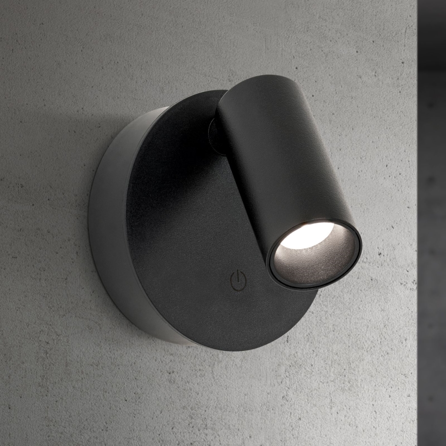 LED димируема презареждаема сензорна стенна точкова лампа LUXY LED/1W/5V 2200 mAh 2700/3000/4000K черна