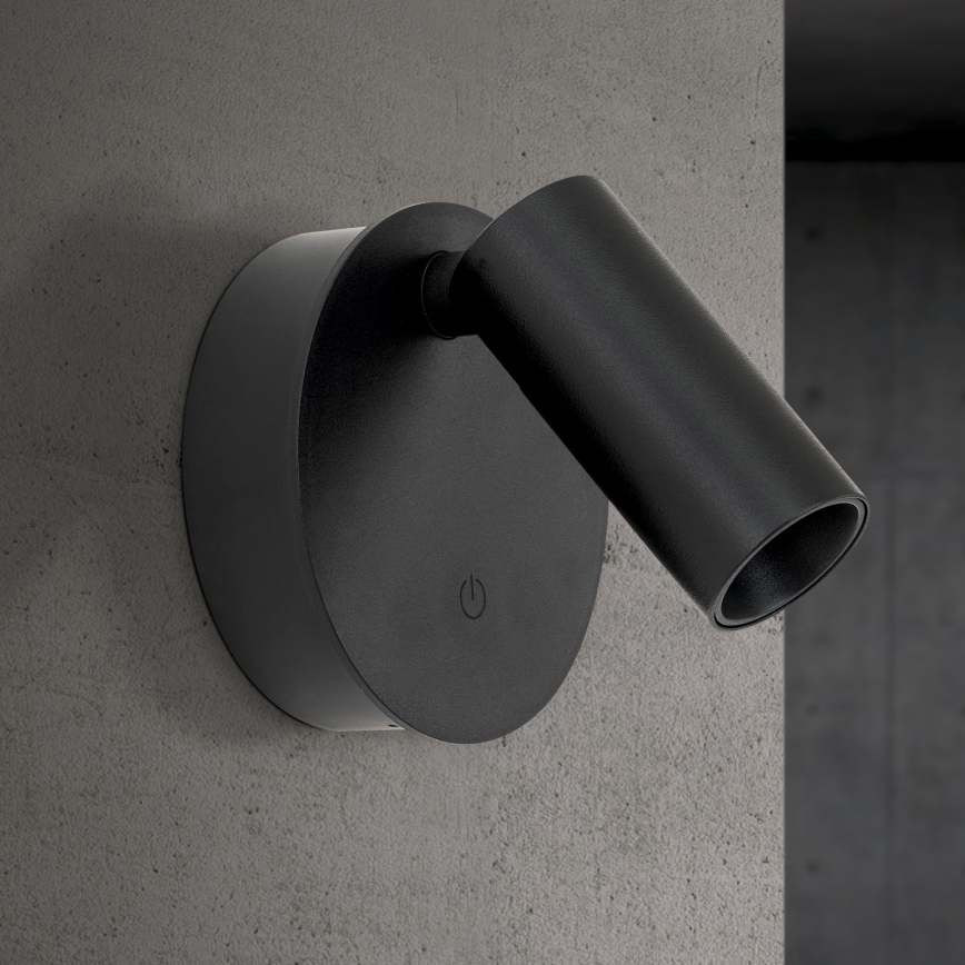 LED димируема презареждаема сензорна стенна точкова лампа LUXY LED/1W/5V 2200 mAh 2700/3000/4000K черна