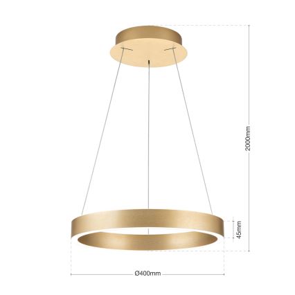 LED димируем полилей на кабел KOLK LED/40W/230V 2700/3000/4000K диам. 40 см златист