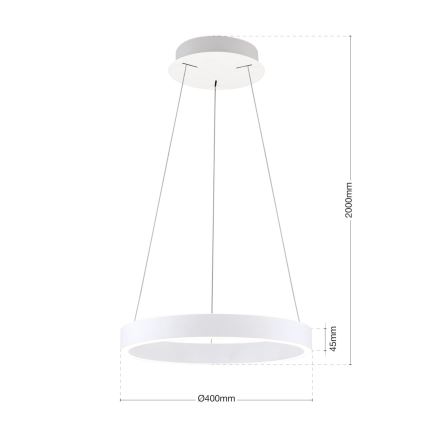LED димируем полилей на кабел KOLK LED/40W/230V 2700/3000/4000K Ø 40 cm бял