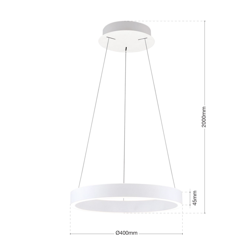 LED димируем полилей на кабел KOLK LED/40W/230V 2700/3000/4000K Ø 40 cm бял