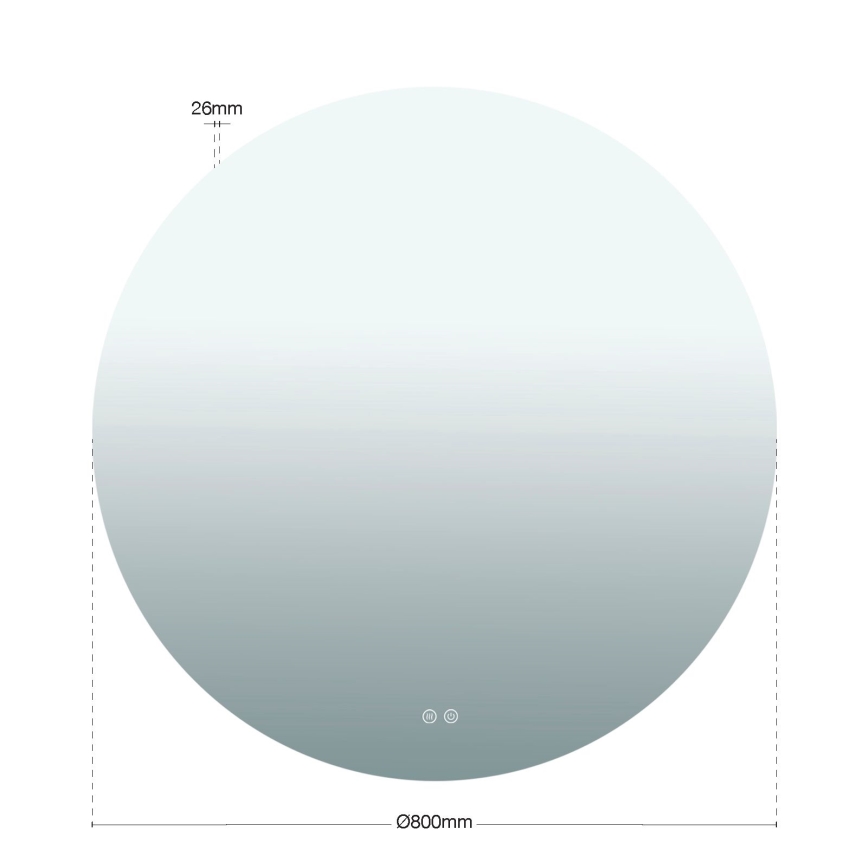 LED стенено огледало за баня с подгряване и подсветка FOCUS LED/27W/230V 3000/4200/6000K pr. 80 cm IP44