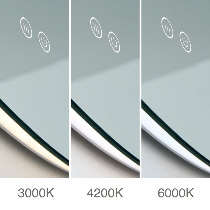 LED стенено огледало за баня с подгряване и подсветка FOCUS LED/30W/230V 3000/4200/6000K Ø 100 cm IP44