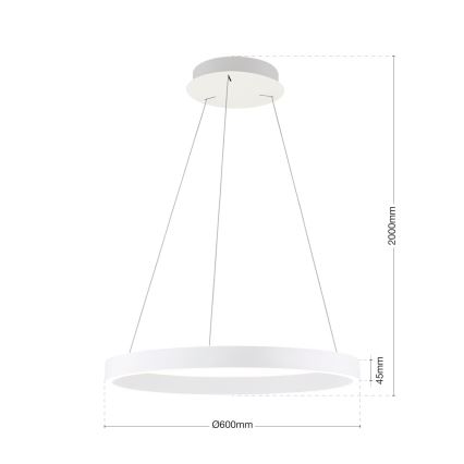 димируем LED полилей на кабел KOLK LED/60W/230V 2700/3000/4000K pr. 60 cm бял