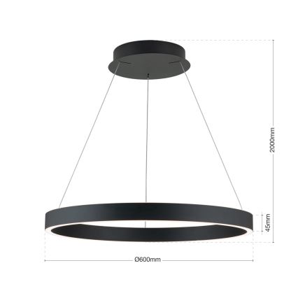димируем LED полилей на кабел KOLK LED/60W/230V 2700/3000/4000K Ø 60 см черен