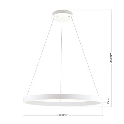 LED полилей на кабел с възможност за димиране KOLK LED/80W/230V 2700/3000/4000K Ø 80 см бял